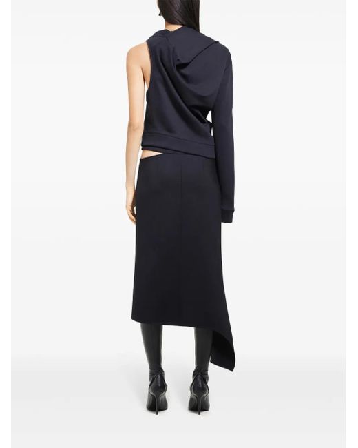 Courreges Blue Asymmetric Off Shoulder Sweatshirt
