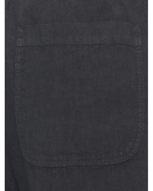 120% Lino Blue Drawstring-Waist Linen Shorts for men