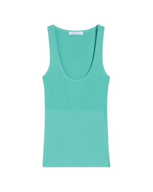Max Mara Green Mxmghiro Ribbed Tank Top
