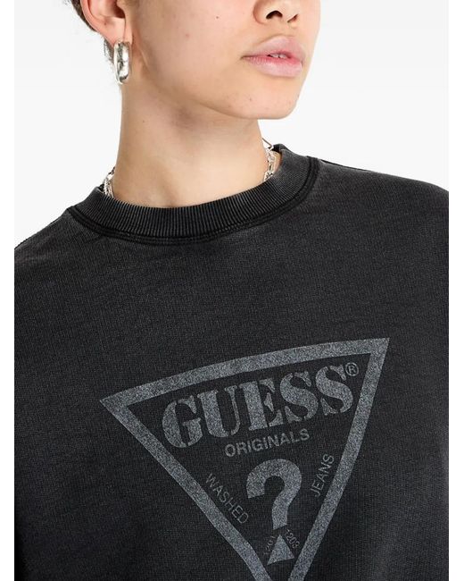 Guess Black Logo-Print Sweater