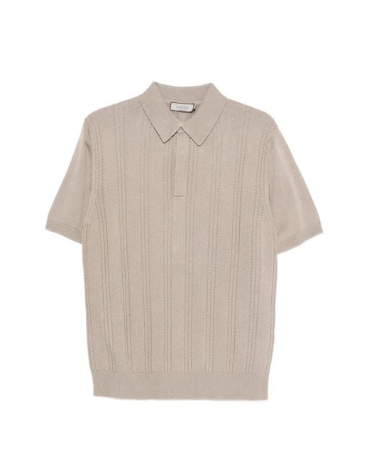 Canali White Textured Knitted Polo Shirt for men