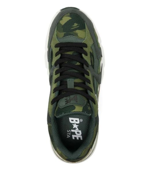 A Bathing Ape Green Star-Embellished Trainers for men