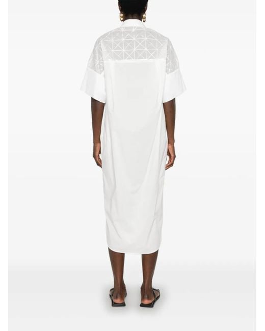 Gentry Portofino White Sheer-Panelled Shirt Maxi Dress