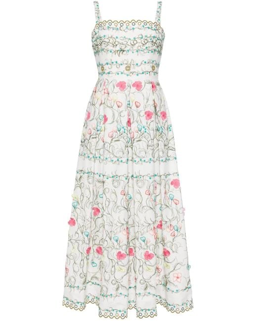 Elie Saab フローラル マキシドレス White