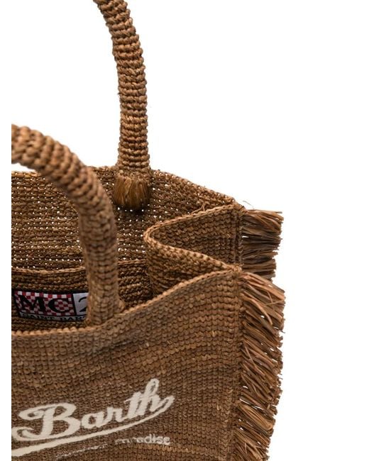 Mc2 Saint Barth Brown Colette Fringed Raffia Tote Bag