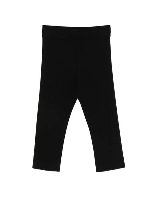 Magda Butrym Black Ribbed Capri-Length Trousers