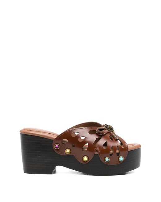 Kurt Geiger Brown Bufferfly Embellished Sandals