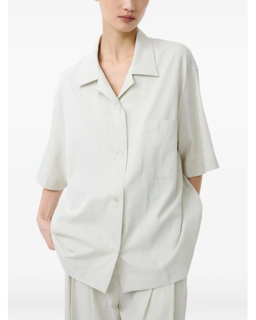 Studio Nicholson White Delos Point-Collar Pocket Shirt
