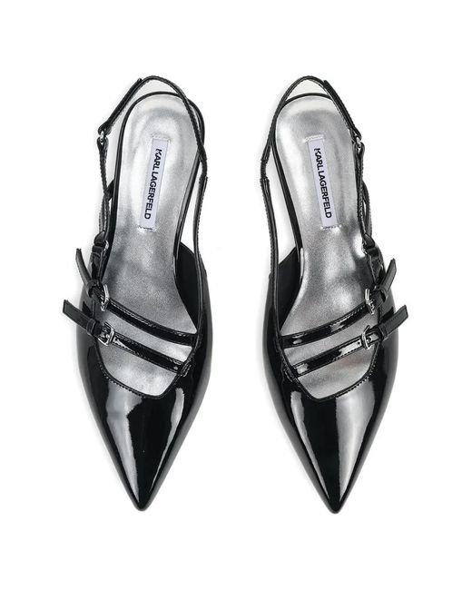 Karl Lagerfeld White Pasha Buckle Strap Pumps