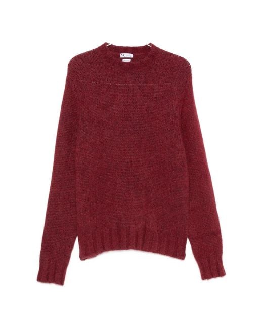 Doppiaa Red Ribbed-Knit Mock-Neck Sweater for men
