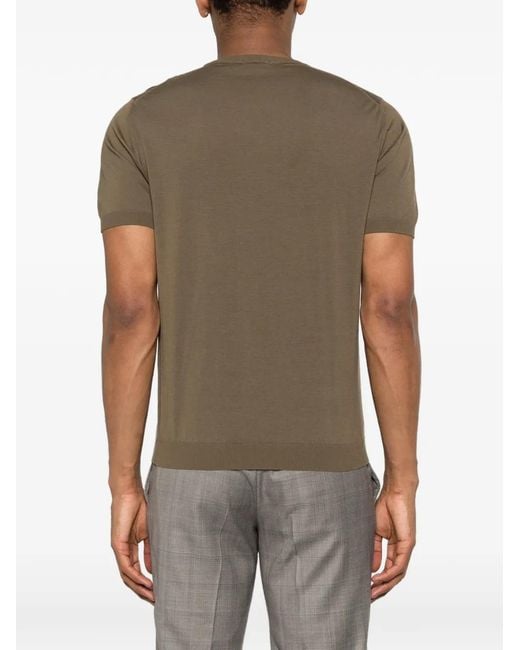 Drumohr Brown Crew-Neck T-Shirt for men