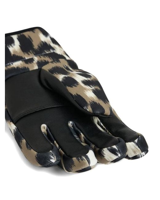 Fusalp Black Glacier Leopard-Print Leather-Palm Gloves