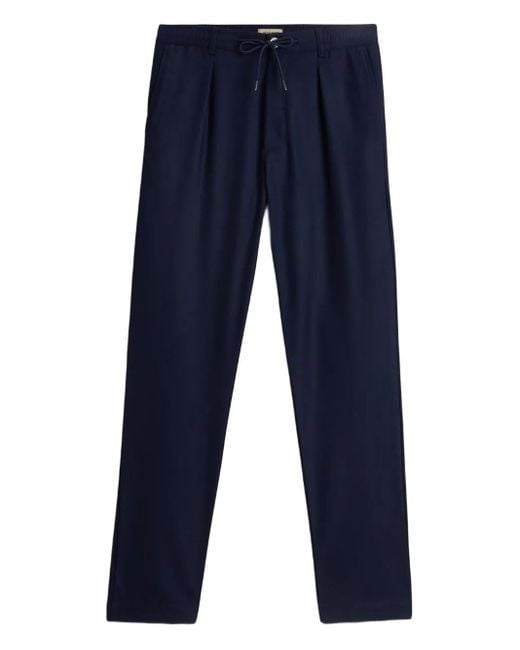 Woolrich Blue Pleated Drawstring Trousers for men
