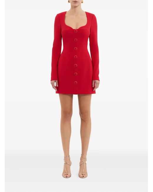 Rebecca Vallance Red Cameron Button-Front Mini Dress