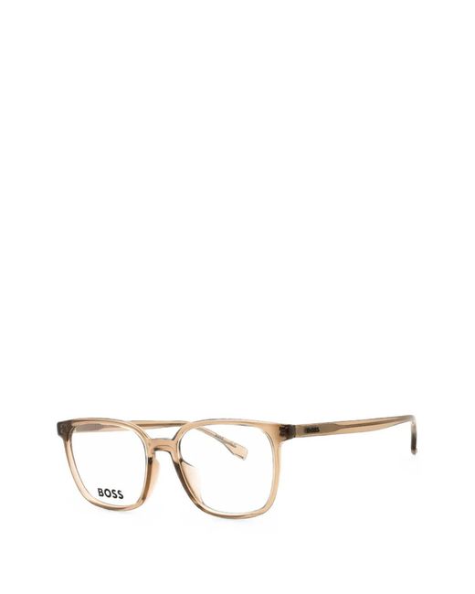 Boss Natural Rectangle-Frame Glasses for men