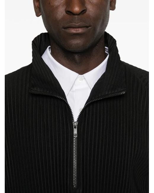 Homme Plissé Issey Miyake Black Veste Zippée March À Design Plissé for men