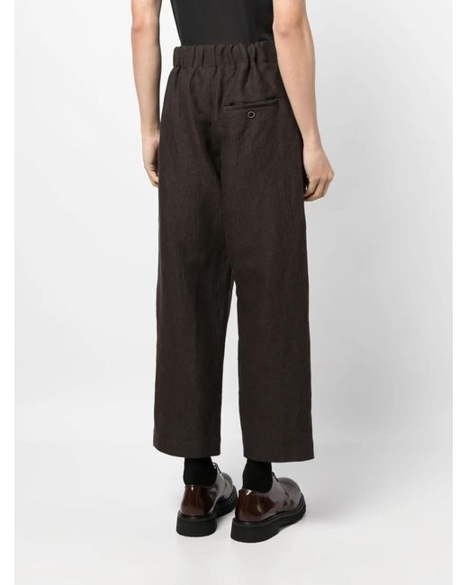 Uma Wang Black Paxton Herringbone-Pattern Trousers for men