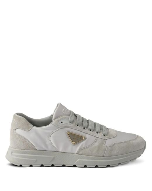 Prada Gray Prax 2.0 Re-Nylon And Suede Sneakers for men
