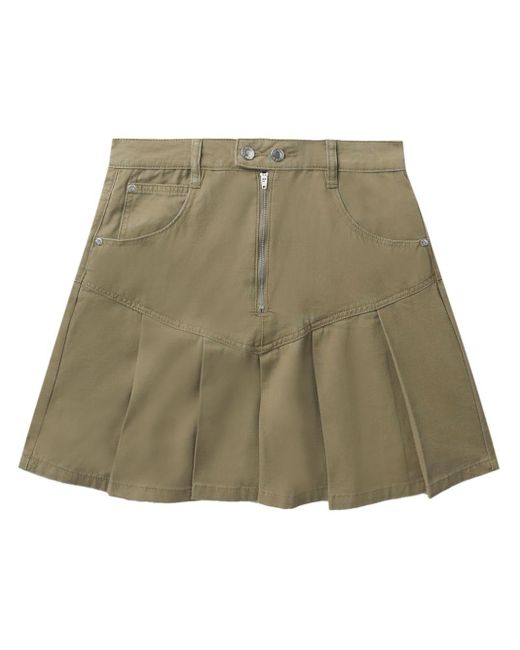 Izzue Green Pleated Denim Miniskirt