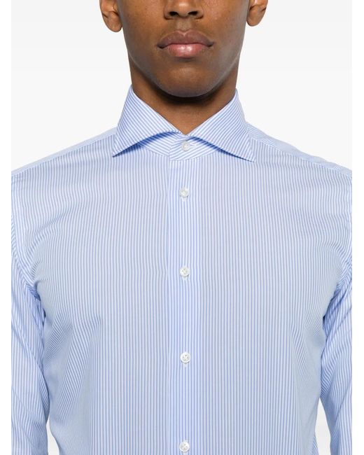 Camisa A Rayas De Algodón Borriello de hombre de color White