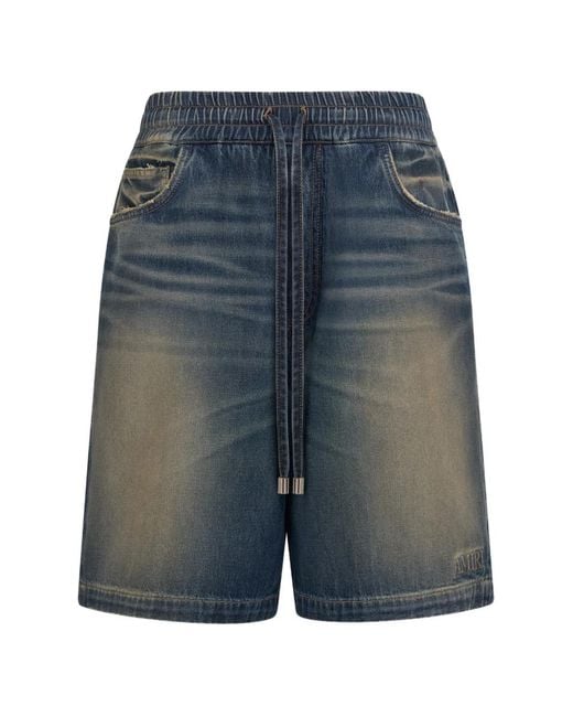 Amiri Blue Drawstring Denim Shorts for men