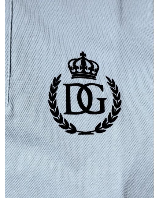 Dolce & Gabbana Blue Logo-Embroidered Polo Shirt for men