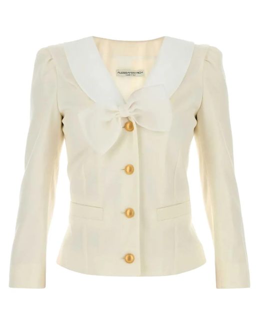 Alessandra Rich Wollen Blazer in het Natural