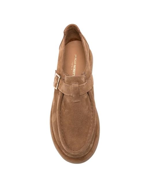 SERGIO MORETTI FIRENZE Brown Buckle-Fastening Suede Loafers