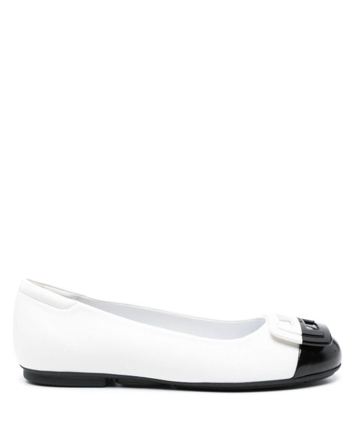 Hogan White H661 Leather Ballerina Shoes