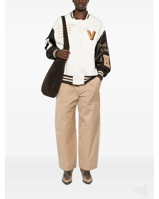 ViCOLO Natural Patch-Detail Varsity Jacket