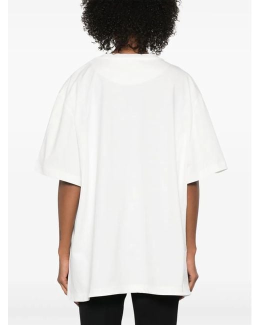 The Attico White Cotton T-Shirt With A Slit