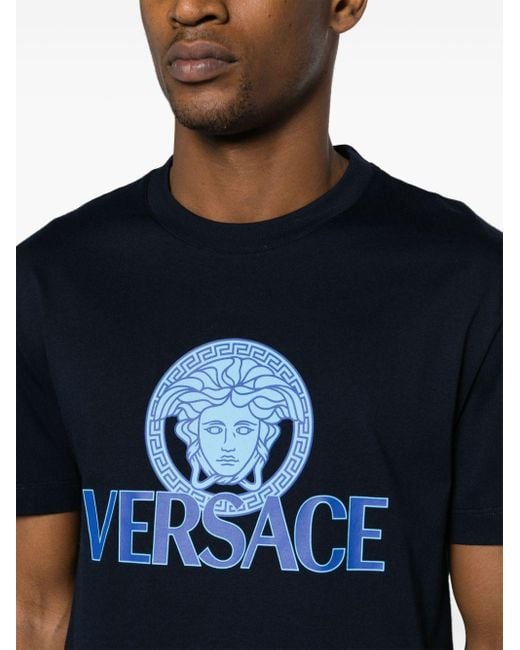 Versace T -shirt Met Medusa -print in het Blue voor heren
