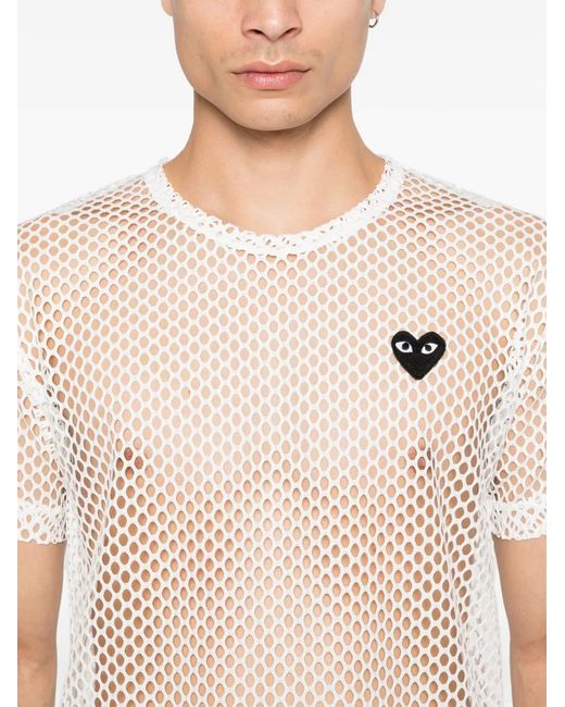 COMME DES GARÇONS PLAY White Mesh Logo-Patch T-Shirt