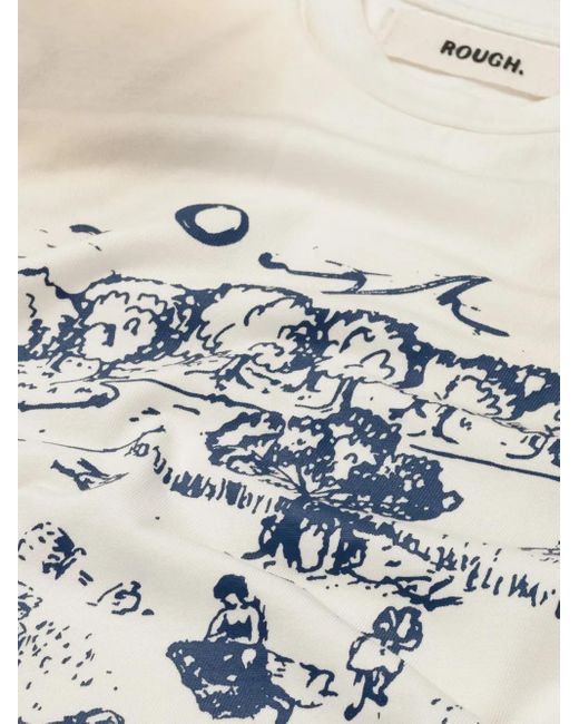 ROUGH White T-Shirt Mit Grafischem Print