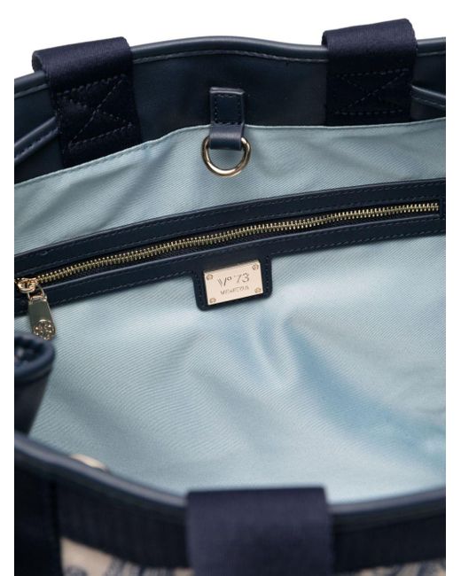 V73 Blue Large Anemone Tote Bag