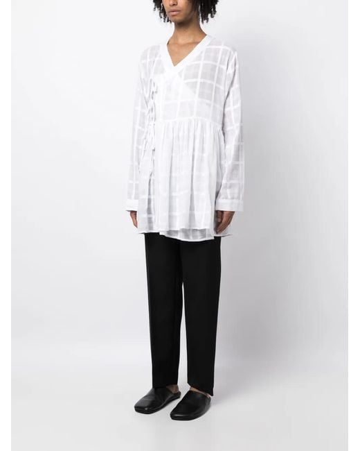 Bode White Off-Centre Cotton Shirt for men