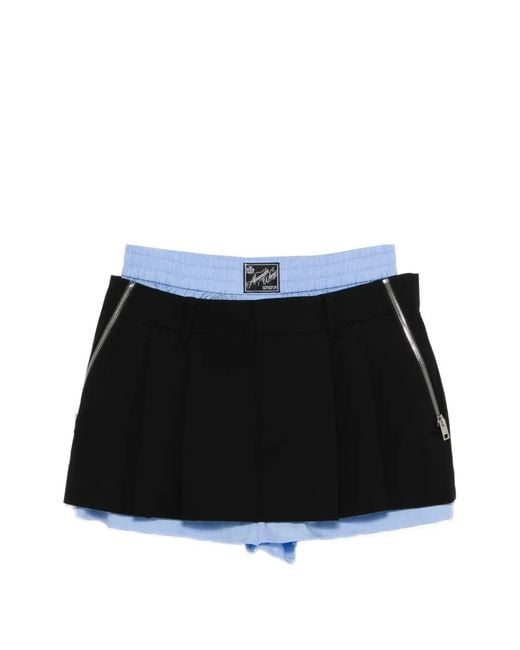 Alexander Wang Black Layered Pleated Skorts