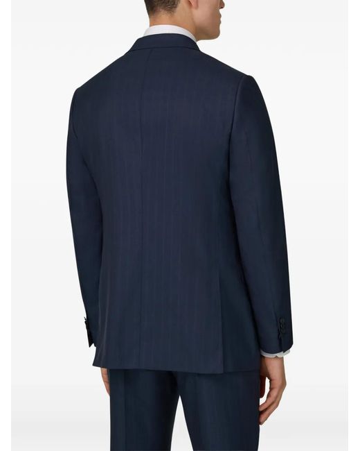 Boggi Blue Pinstriped Flap-Pocket Suit for men