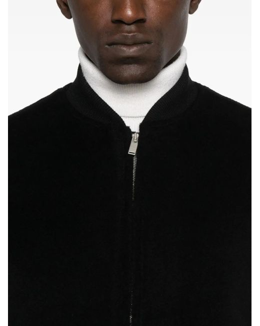 Lardini Black Zip-Front Bomber Jacket for men