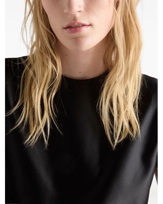 Prada Black Ruffled-Detail Mini Dress