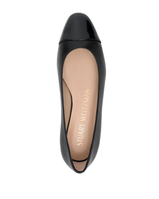 Stuart Weitzman Black Pearl Flat Leather Ballerina Shoes