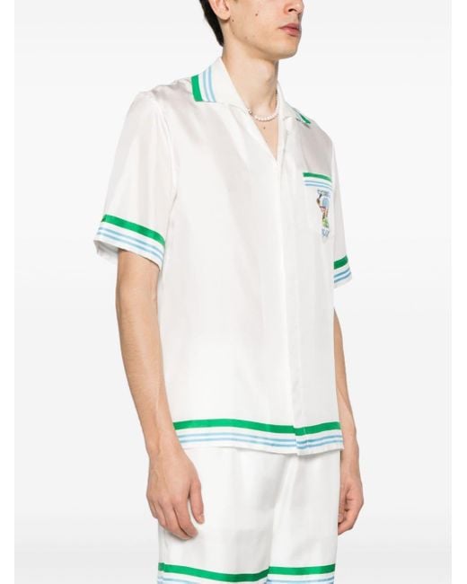 Casablancabrand White Casa Sport Silk Shirt for men