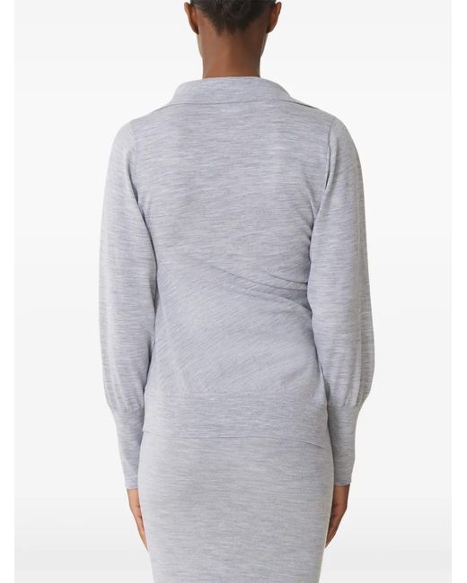 Lanvin Gray Button Long-Sleeve Cardigan