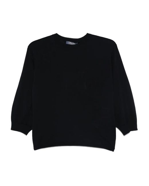 Max Mara Black Balloon-Sleeve Wool Top