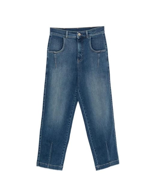 Eleventy Blue Split-Cuff Tapered Jeans