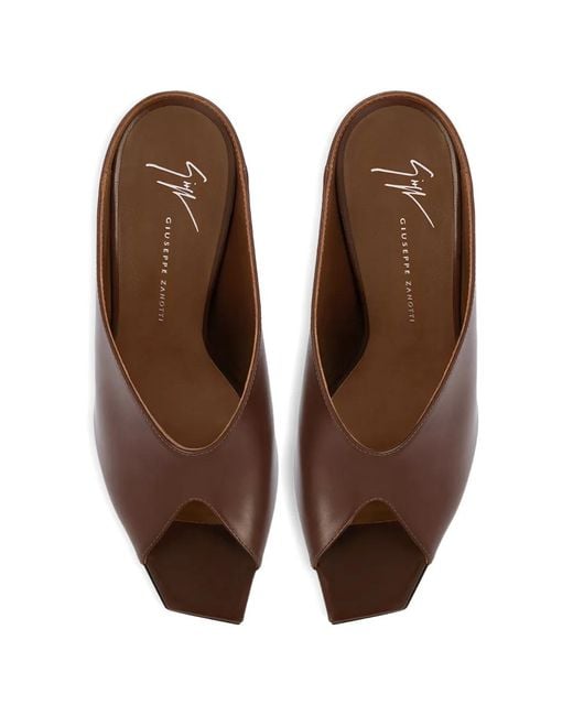 Giuseppe Zanotti Brown Square-Toe Leather Sandals