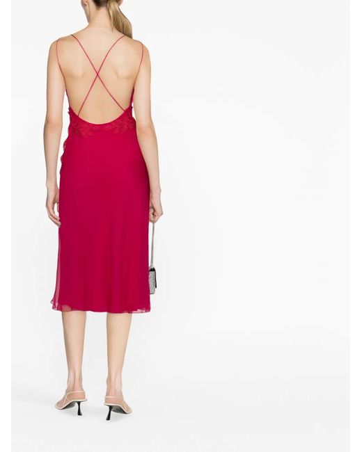 Alberta Ferretti Embroidered Silk Midi Dress