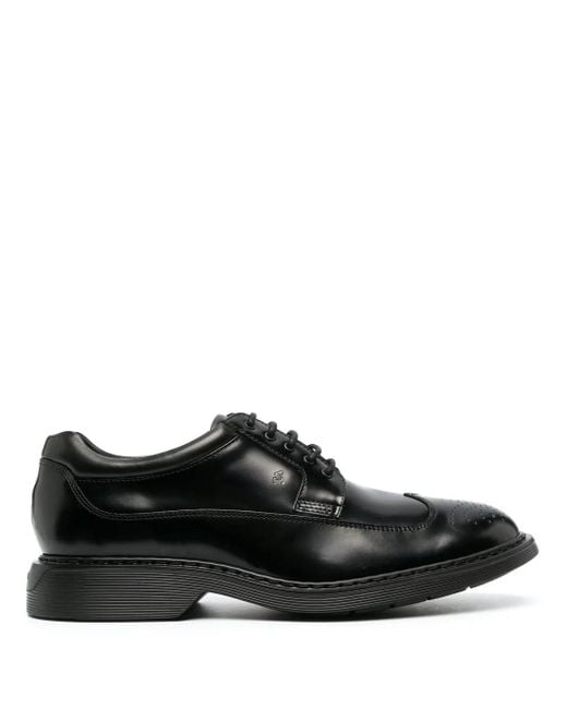 Hogan Black Leather Lace-Up Oxford Shoes for men