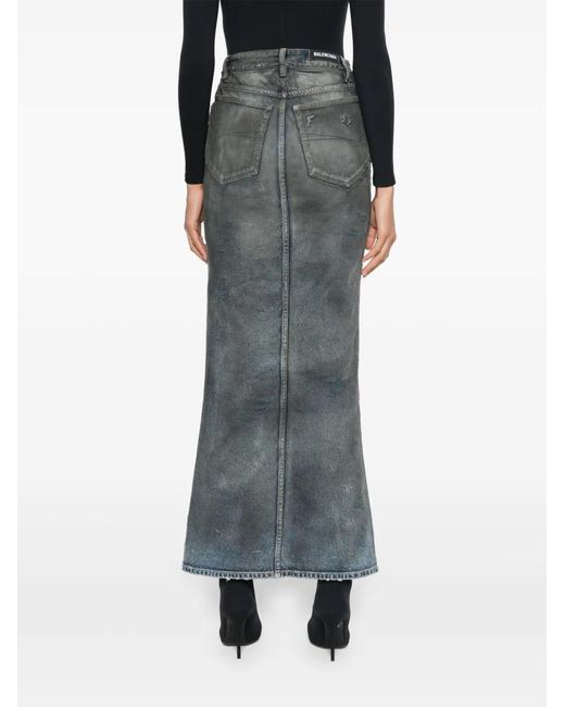 Balenciaga Gray Denim Long Skirt