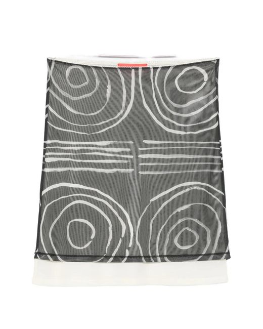 Eckhaus Latta Gray Gesture-Print Layered Midi Skirt